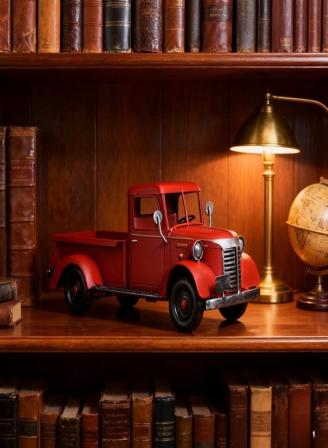 زينة عيد الميلاد لشاحنة حمراء متلألئة - نموذج معدني بتصميم كلاسيكي مع تفاصيل احتفالية، مثالي لتزيين المنزل في العطلات ولهواة جمع التحف. - Image 5